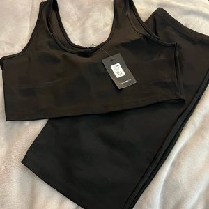 2 piece biker short & sports bra set